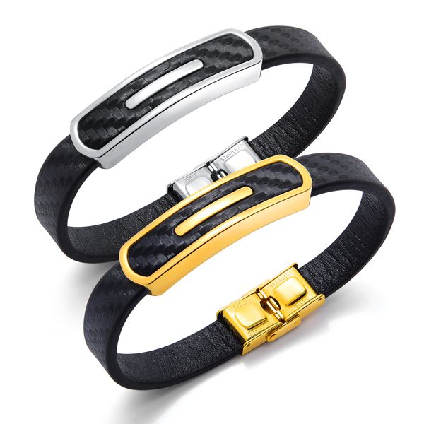 

pu leather bracelets for men or boy sliver gold stainless steel retro style hand chain mens jewelry for mens gifts, Golden;silver