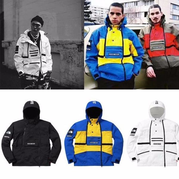 

16ss steep tech hooded jacket white soldier black soldier men and women couples hip hop jacket three colors, Black;brown