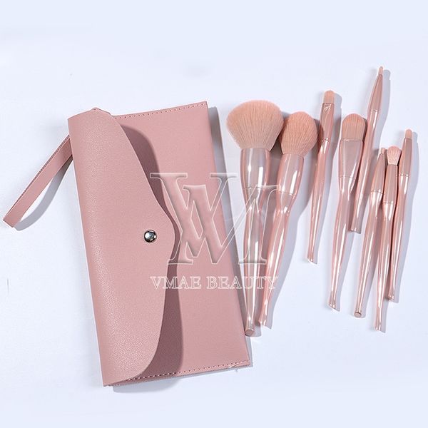 

private label 3 colors makeup brushes with pu bag selling brush set products custom logo 8pcs professional cosmetic brush