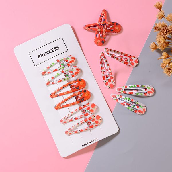 

6 шт. / компл. сладкие романтические заколки вишневого цвета новые детские аксессуары для волос дети краска bb клипса девушки милый мультфил, Golden;white