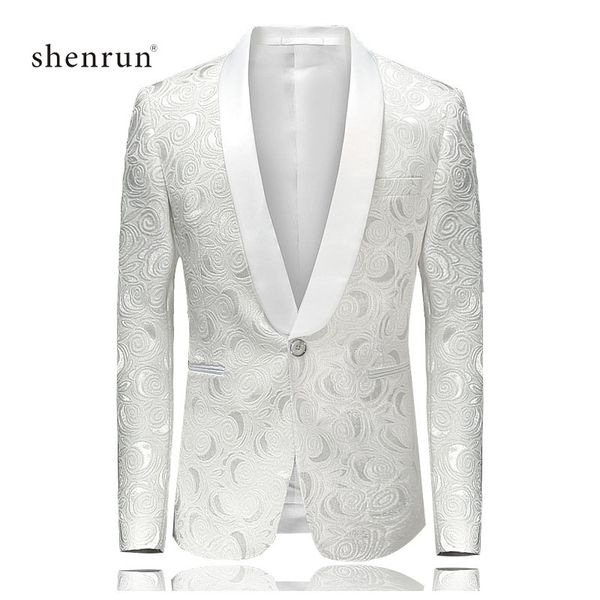 

shenrun men blazer casual slim fit man white jackets suit jacket wedding shawl lapel tuxedo party prom costume plus size blazers, White;black