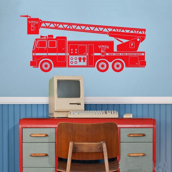 Fire Truck Wall Decal Car Wall Decoration Stickers Kid S Room Toys Decor Vinyl Decals For Boy Nursery Bedroom Boy S Room Tree Sticker Wall Art Tree