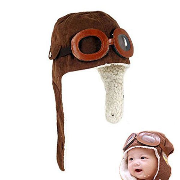

baby infant kid soft warmer winter hat with goggles and aviator-inspired newborn pgraphy props kombinezon zimowy dziecko, Yellow