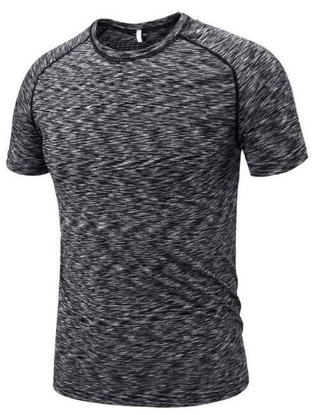 

2019 men's tight clothes running short-sleeved quick-drying t-shirt 395, Black;blue