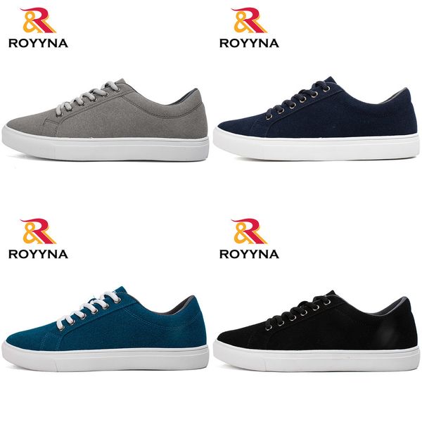 

royyna new popular style men casual shoes lace up men flats shoes microfiber comfortable hombres zapatos slip on ing, Black