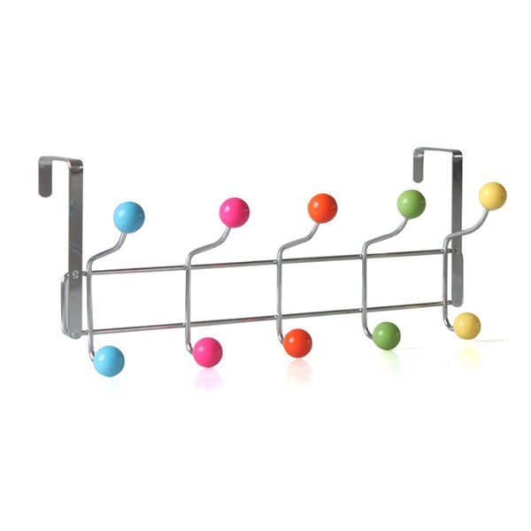 

10 hook creative colorful beads door clothes coat hanger rack chrome hangers