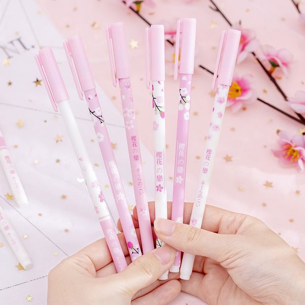 

pink girl heart sakura neutral pen small fresh creative students test writing pen 12 pcs