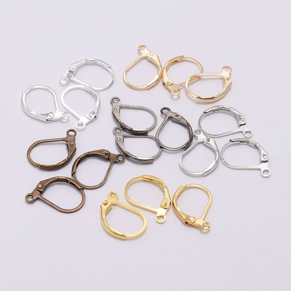 

20pcs/lot 15*10mm silver antique bronze gun black french earring hooks wire settings base hoops earrings for diy jewelry making, Blue;slivery