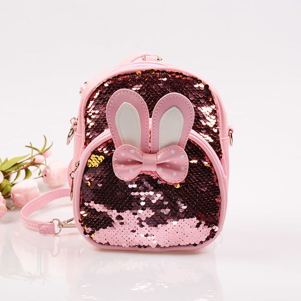 

women mini sequins backpack cute rabbit ears shoulder bag for girls school bags bling shiny travel backpacks children bagpack y190601