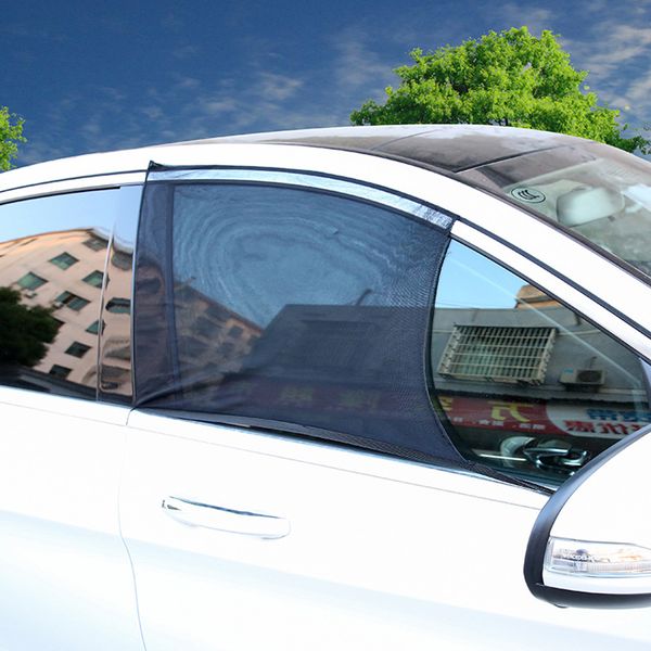 

2 pcs auto sunshade curtain car sun visor rear side window sun shade mesh fabric visor shade cover shield uv protector black