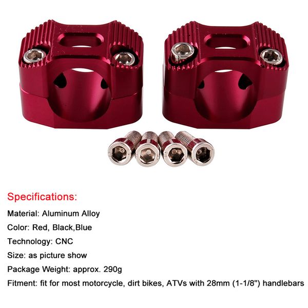 

motorcycle 1 1/8 inch cnc aluminum handlebar risers 28mm adjustable bar clamps universal for exc yzf crf klx dirt pit bike
