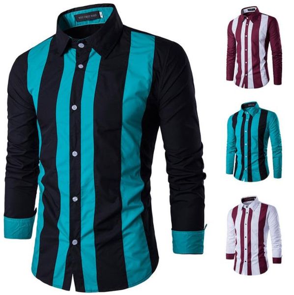 

mens new style shirts casual stripe printed lomg sleeved panelled lapel neck shirts spring summer mens apparel, White;black