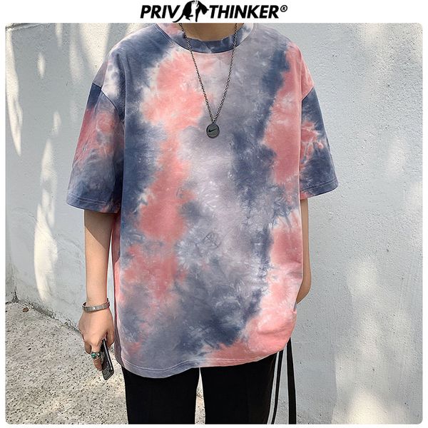

privathinker 2020 мужчина hip tie-краситель hop tshirts мужчины мода o-образный вырез harajuku футболка мужской streetwear корейского tshirt, White;black