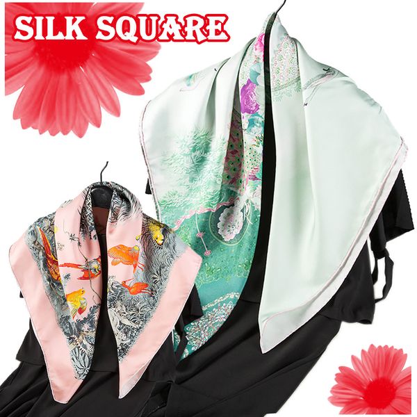

twill real шелковые шарфы ручной керлинг краны и животных подарков квадрат шелковицы женщин шарф lady платок mulberry silk орнамент