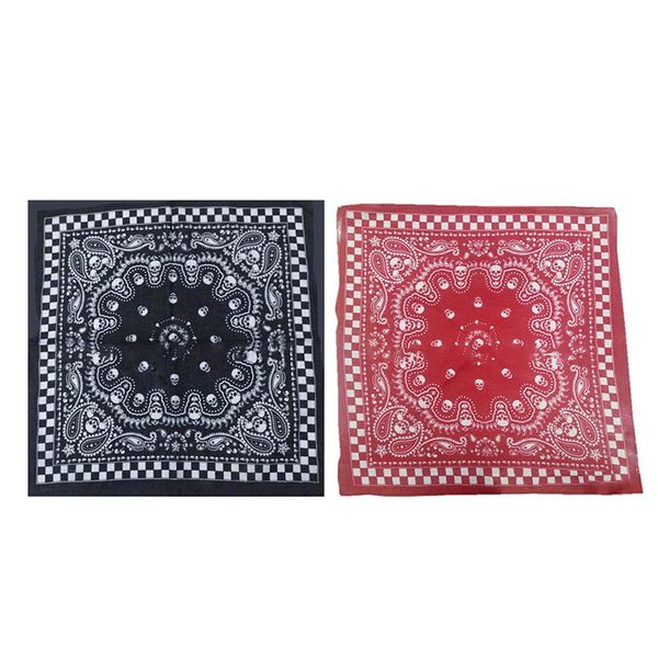 

2020 outdoor skull bandana square scarf 55cm*55cm black red paisley headband printed for women/men/boys/girls
