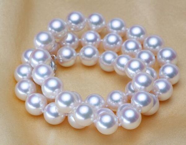 

envÃ­o gratis akoya 7,5-8,5mm cÃ­rculo luz mar collar de perlas, Silver