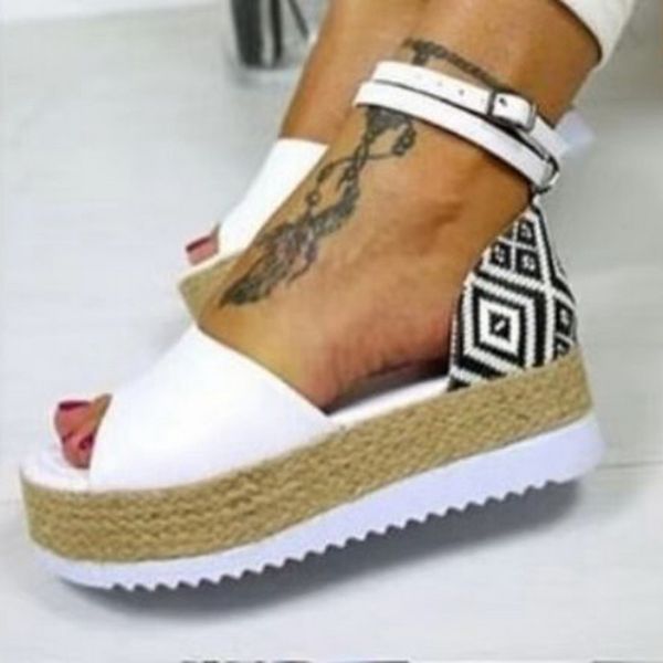 

woman sandals platform summer sandals with buckle strap shoes mixed colors platform shoes women 2020 fashion, Black