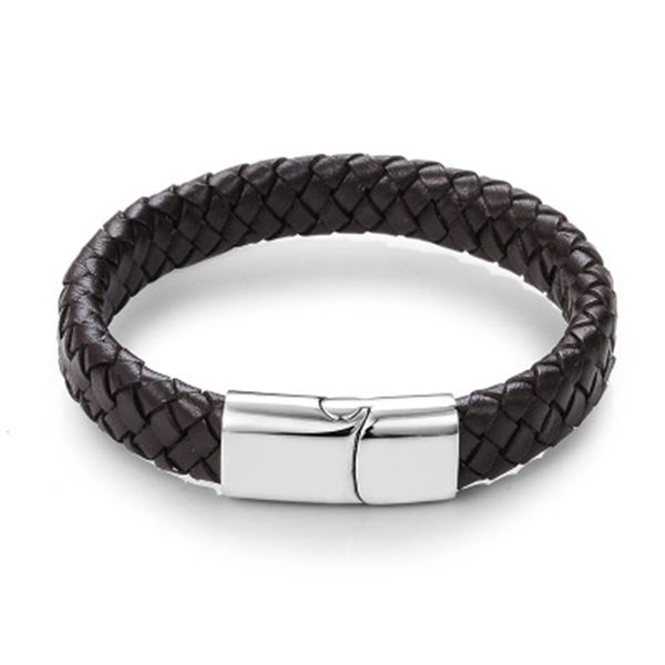 

mens bracelets women fashion jewelry punk leather bracelet trendy woven wristband black brown leather bracelet jewelry gifts, Golden;silver