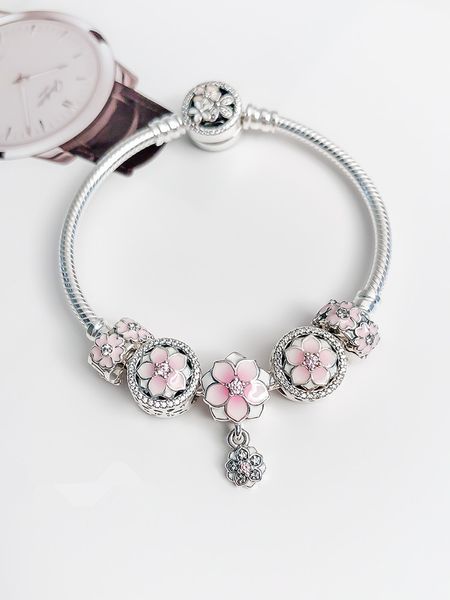 

fashion bracelets silver original 925 pandora bracelets bangle charm silver bracelet for women making jewelry gifts, Black