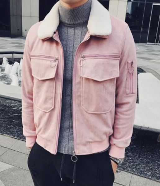 pink fur coat mens