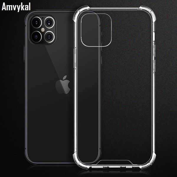 

телефон дела для iphone 12 pro max подушка безопасности ударопрочный мягкий силиконовый бампер жесткий пк акриловые гибридный прозрачная кры