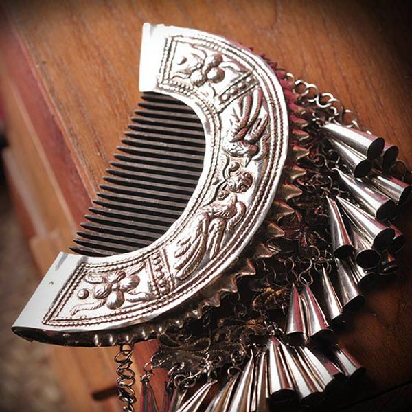 

petals hanging spikes exquisite seedlings silver hair comb wooden comb teeth delicate decals costumes ethnic minority hairpins comb