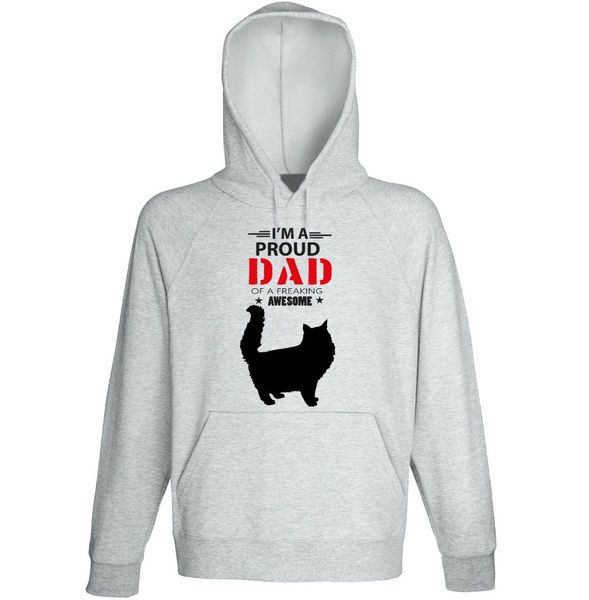 

russian blue cat - im a proud dad - new cotton grey hoodie, Black