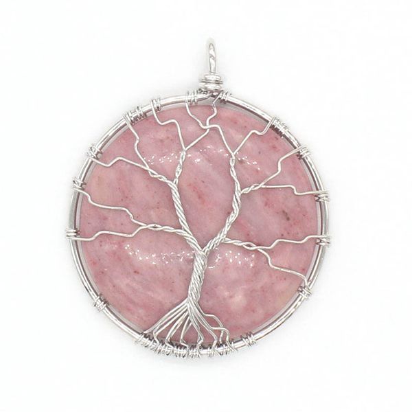 

10 шт wire wrap круглый аметист кристалл подвеска для партии подарков silver plated родонит stone jewelr