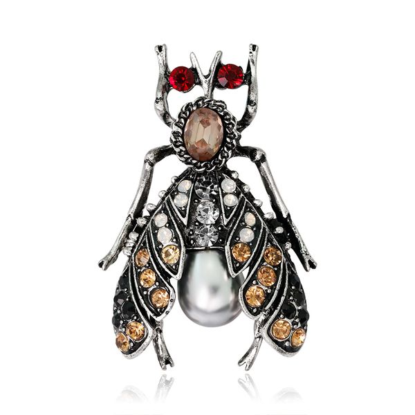 

rhinestone retro brooch fashion alloy studded insect brooch wholesale, Gray