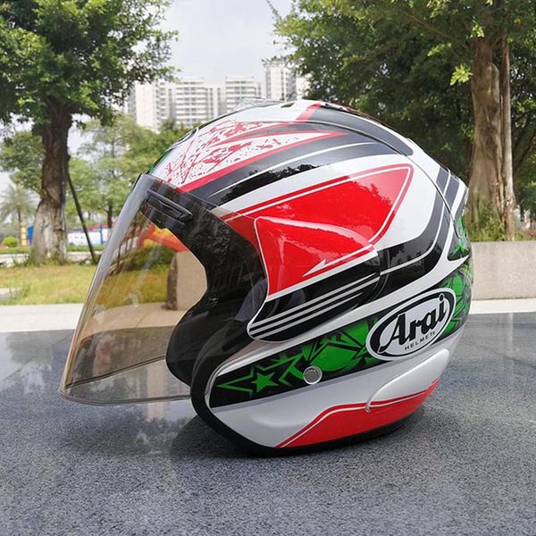 

motorcycle professional racing helmet half face motorcycle helmet motocross off road touring dot rainbow visor