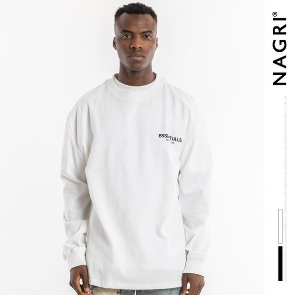 

nagri europe and america popular men's wear fog floral print loose-fit casual tee base shirt street long sleeve men's t-sh, White;black