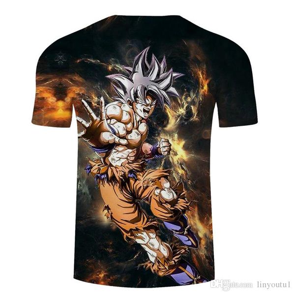 

new dragon ball z гоку 3d футболка с коротким рукавом o-образный вырез футболки лето марка одежды tshirt азиатский размер 6xl, White;black