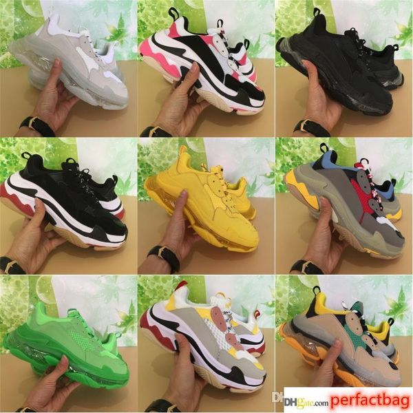 

crystal sole paris triple s fashion platform casual sneakers triple green yellow balck white designer premium sports shoes, Black