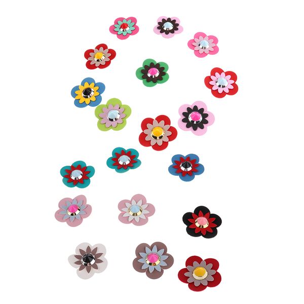 

20pcs colorful leather rivet flowers applique patches for shoes bag decor, Black