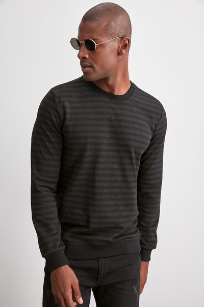 

trendyol men long sleeve cycling neck sweatshirt tmnaw20sw0605, Black