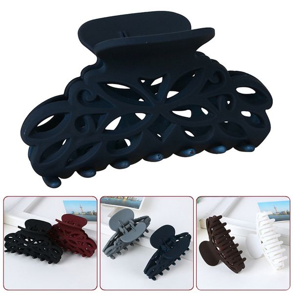 

1pcs color random hairdress for women scrub plastic hair claw clips hollow out carving crab for hair large size clamps, Golden;silver