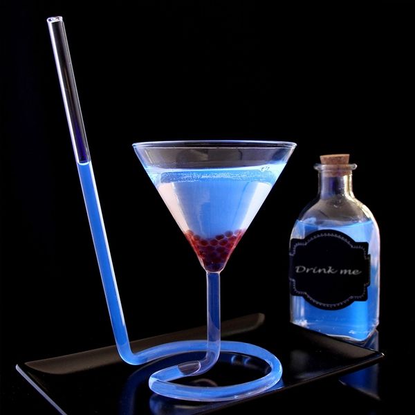 

creative screw spiral straw molecular cocktail glass bar party wine martini champagne charm