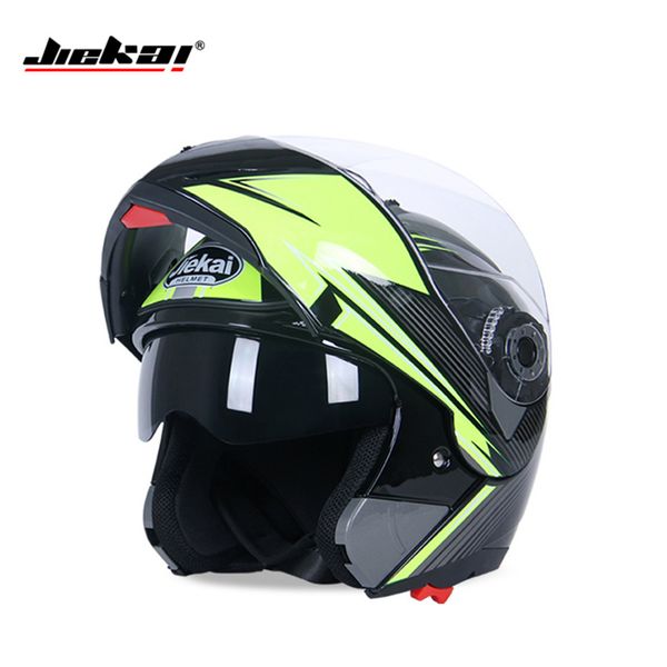 

safety jiekai105 flip up motorcycle helmet double lens with inner sun visor full face helmet casco moto racing capacete