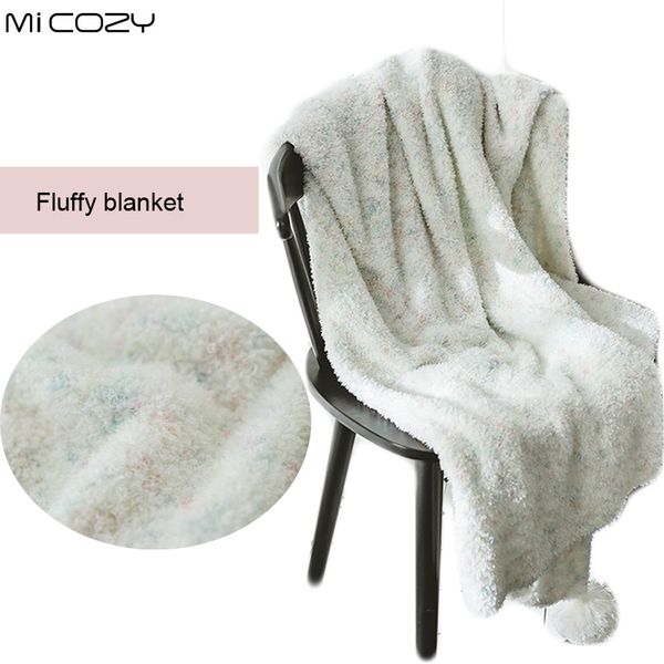 

ultra soft casual polyester girls throw fluffy warm white blanket with pompons