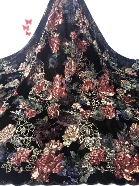 

african velvet lace fabric french tulle lace fabric with sequins for nigerian dress, Pink;blue