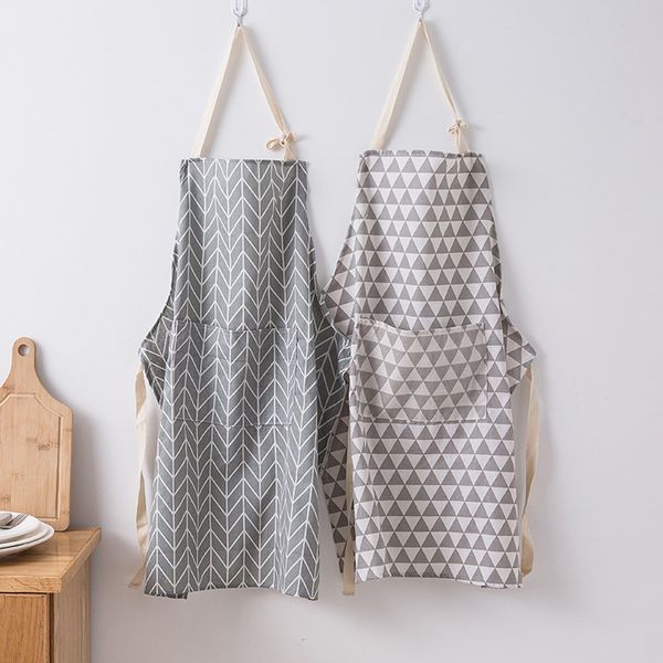 

saingace apron fashion men women solid cooking kitchen restaurant bib dress with pocket oil-proof simple household apron #45