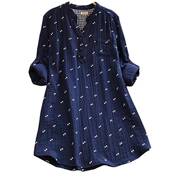 

ashir aley causal cherry printed long sleeve shirt dress, Black;gray