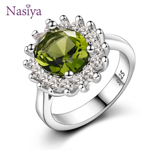 

fashion 925 sterling silver jewelry ring with oval z gemstone brand party rings anniversary gift, Golden;silver