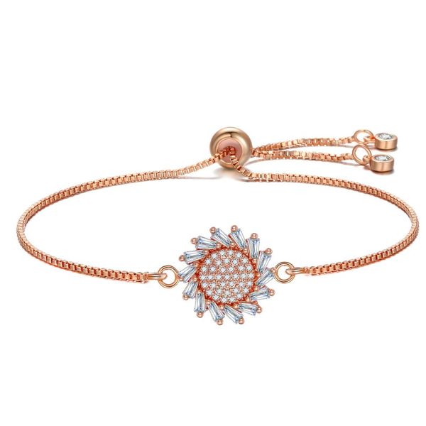

sunflower tennis charm bracelets & bangles women romantic rose ogld bridal bracelet femme party vintage jewelry, Golden;silver
