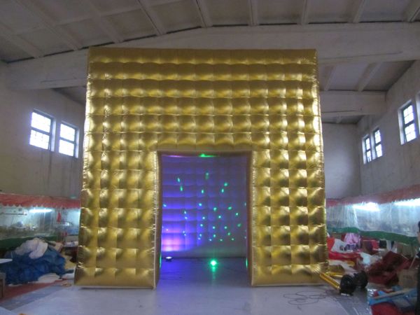 

customized fire-proof material golden inflatable tent with led strip and ce blower for party decoration