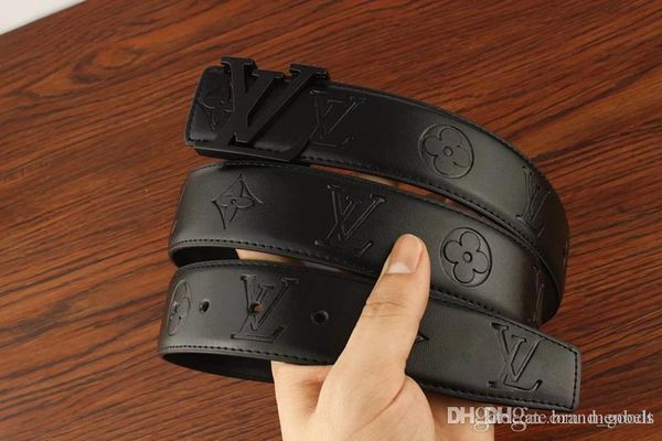 

luxury l smooth button buckle designer belts men's waistband man genuine leather casual hombre waist strap fashion cowskin sash men 43, Black;brown