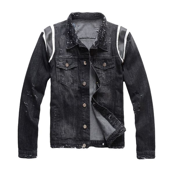 

19fw fashion mens stylist jackets men women fashion retro denim jacket distressed ripped denim jacket coat, Black;brown