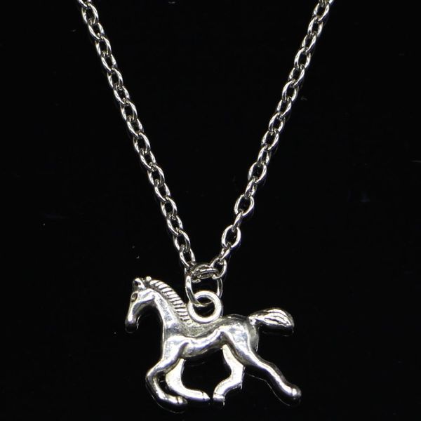 

20pcs new fashion necklace 22x15mm running horse silver pendants short long women men colar gift jewelry choker