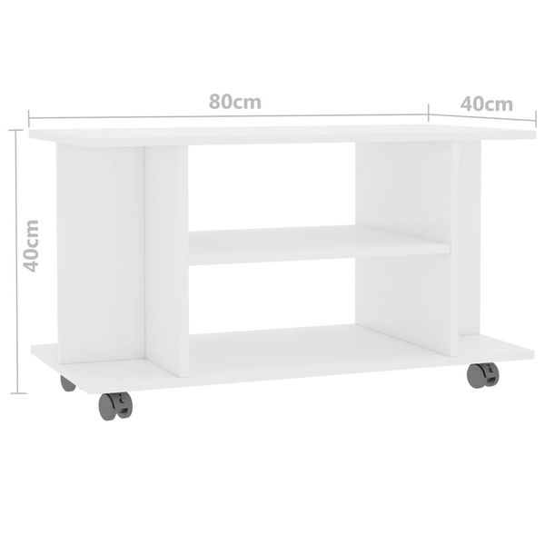 

polished white tv cabinet with wheels 80x40x40 cm living room furniture