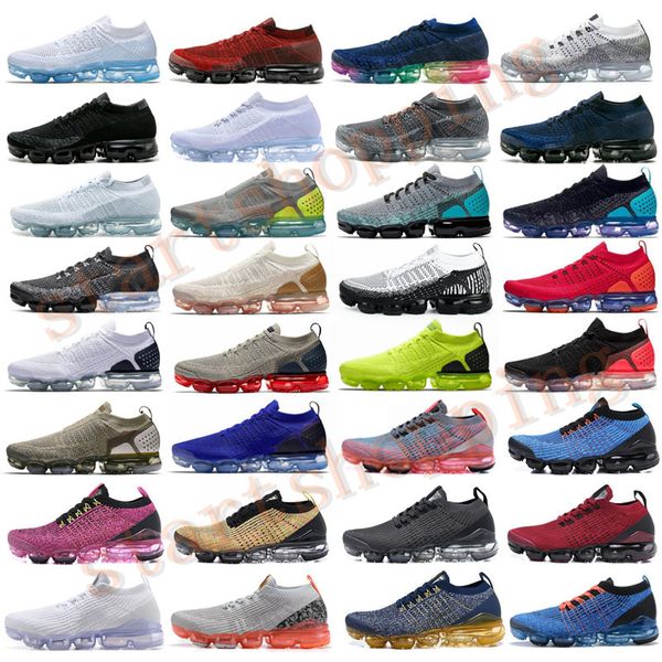 

2019 chaussures moc 2 laceless fly 2.0 running shoes triple black designer mens women sneakers white knit cushion trainers zh02